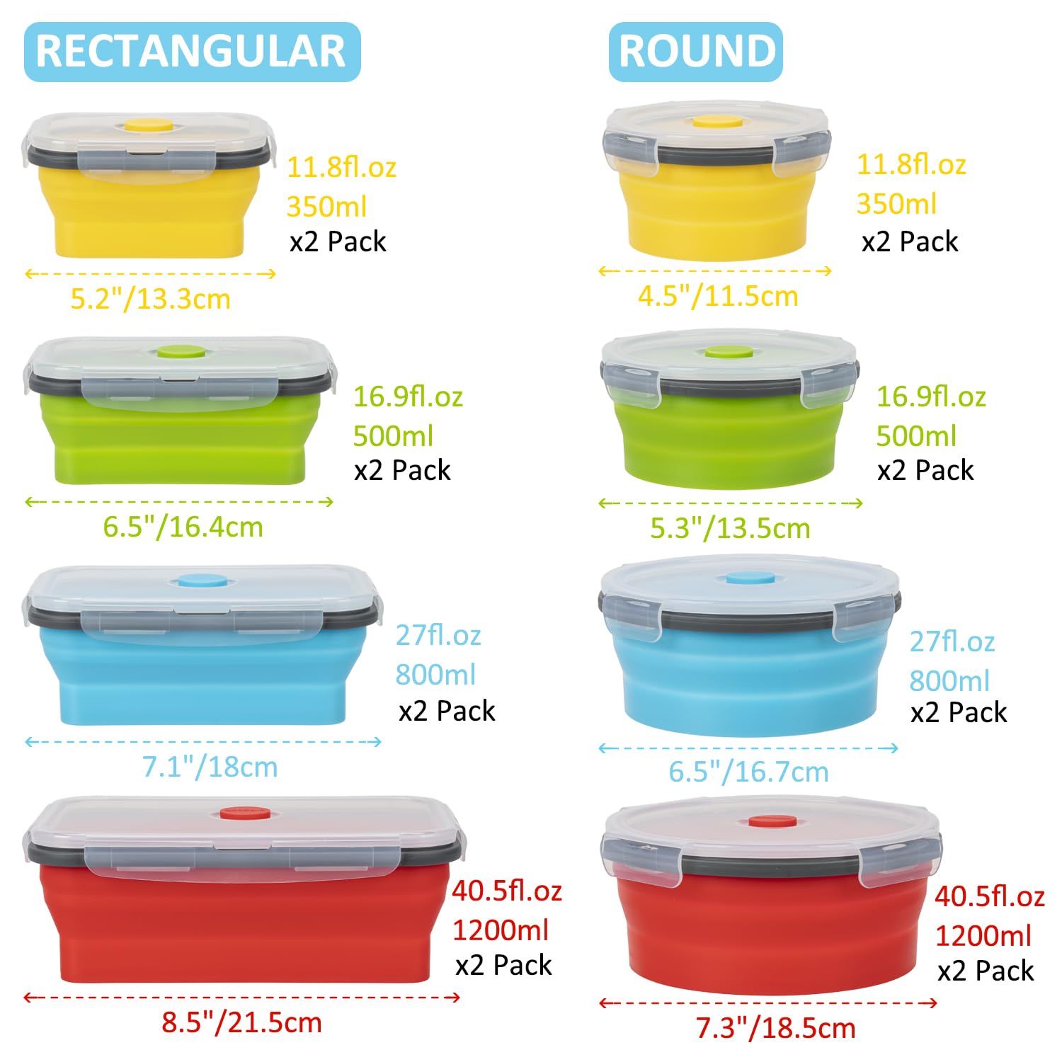 Colorful Annaklin options to organize foods by type or occasion.