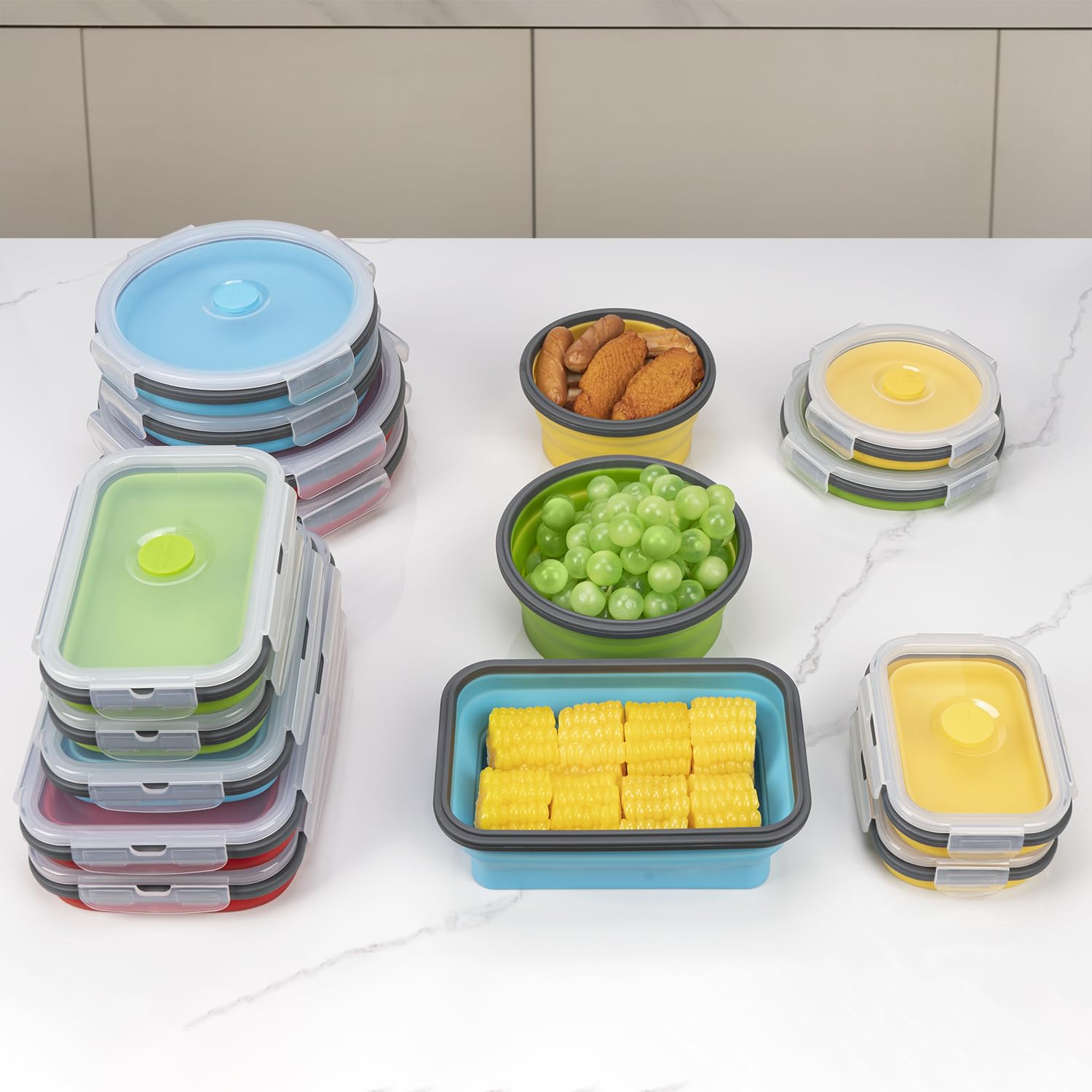 Fridge, pantry, lunch, and outdoor use with Annaklin collapsible containers.