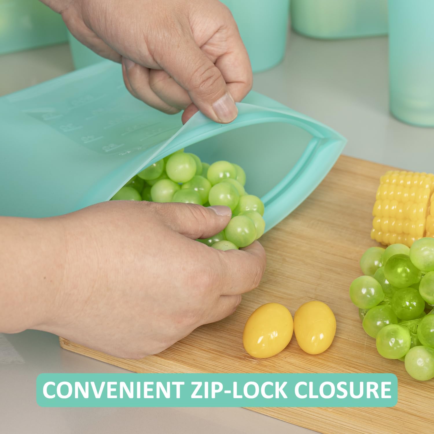 Annaklin bags display clear measurements for simple portioning and planning.