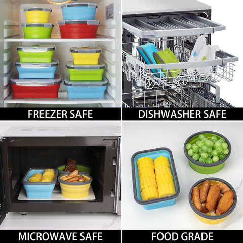 Temperature range shown for Annaklin containers, suitable for microwave, freezer, and dishwasher.