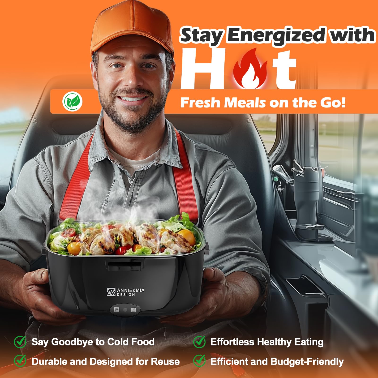 Annie & Mia Design 80W PTC heater delivers fast, safe heating for meals.