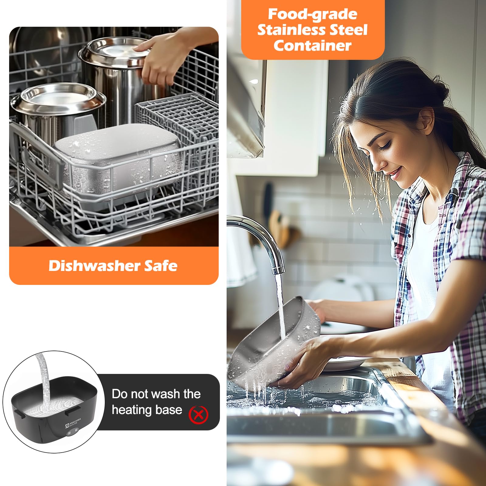 Annie & Mia Design compact lunch box with double handles for easy transport.