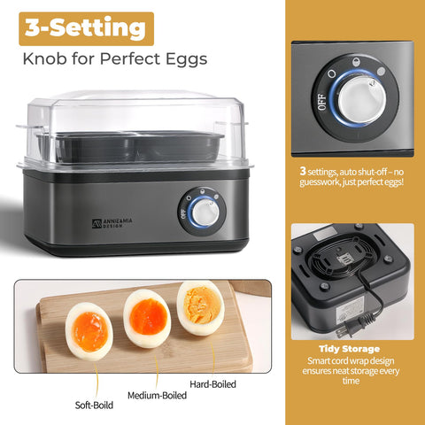 Annie & Mia Design knob control close-up showing precise boil settings.