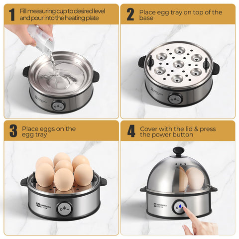 Annie & Mia Design kitchen setup demonstrates steaming vegetables alongside eggs.