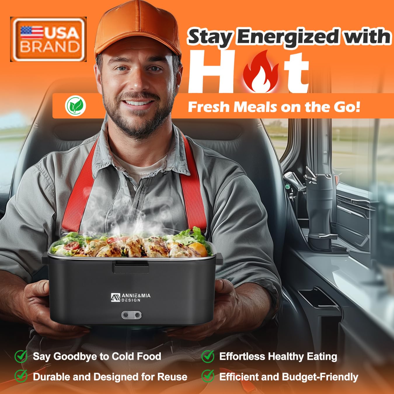 Annie and Mia Design with one-point-eight-litre capacity for a full, on-the-go meal.