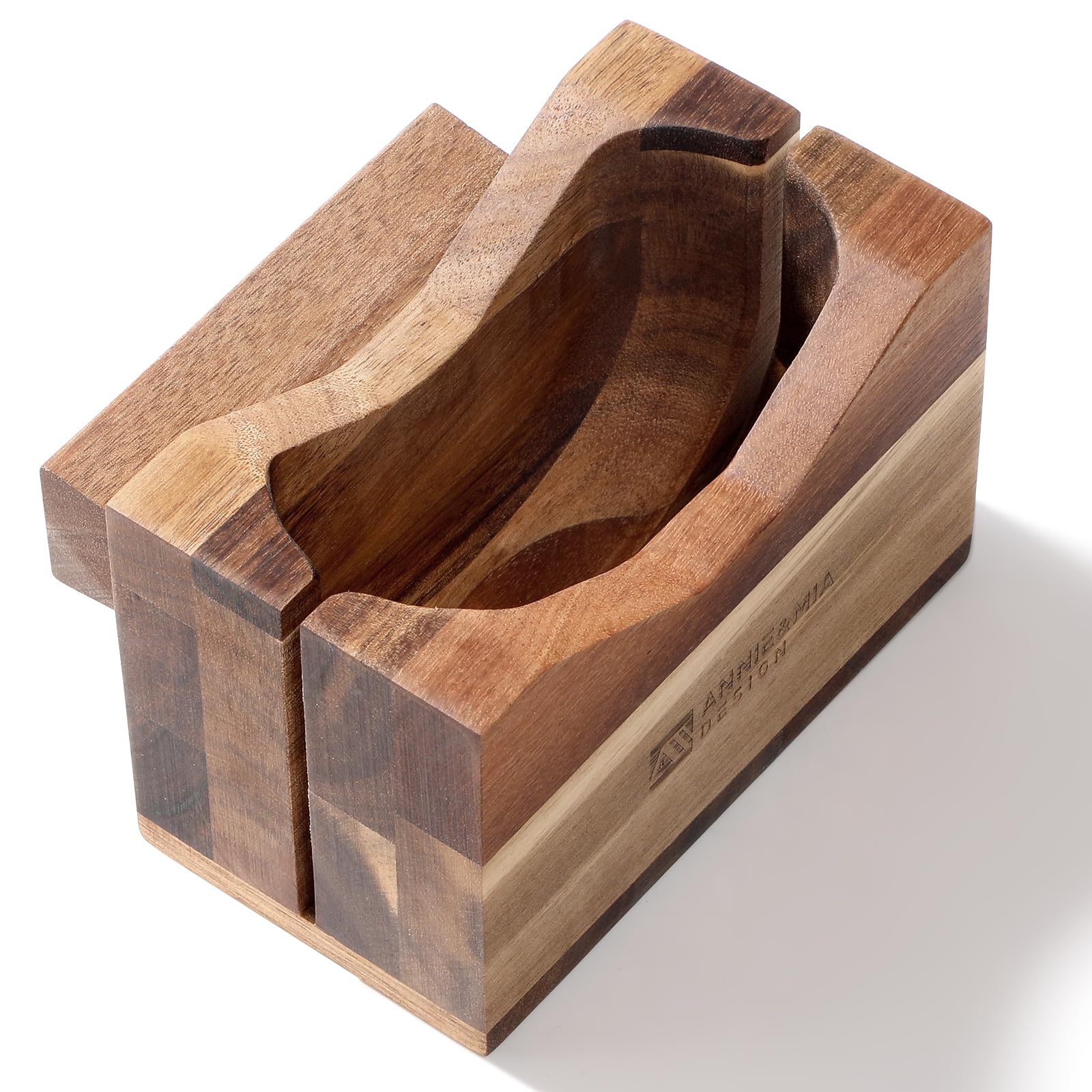 Annie & Mia Design premium acacia wood bagel slicer with natural grain for clean slices
