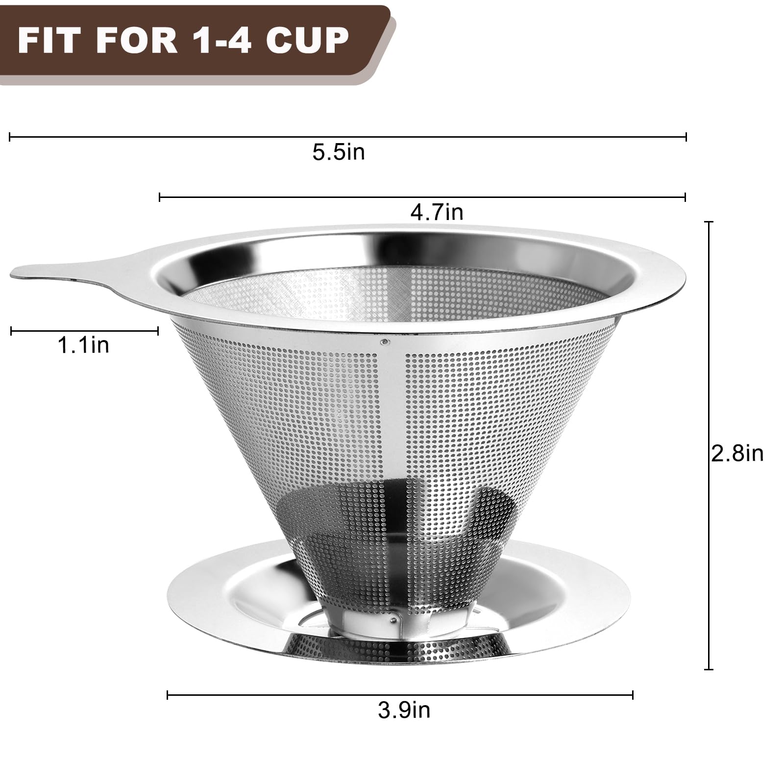 Annmexx stainless steel mesh close-up highlights durable reusable design.