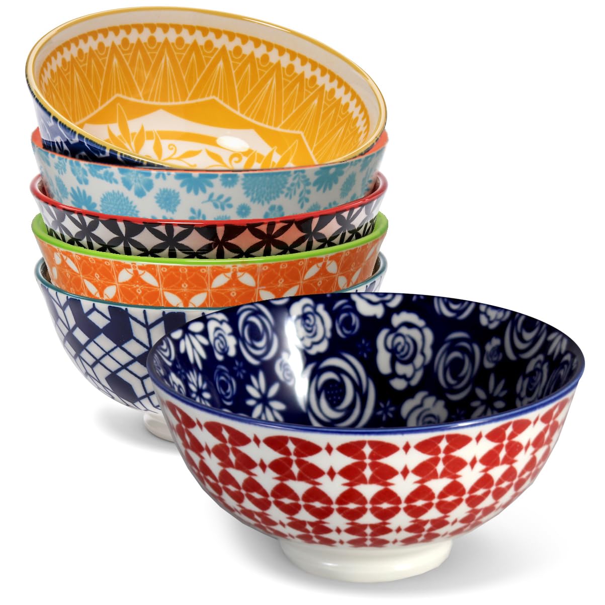 Annovero 10oz ice cream bowls with colorful patterns for vibrant desserts.