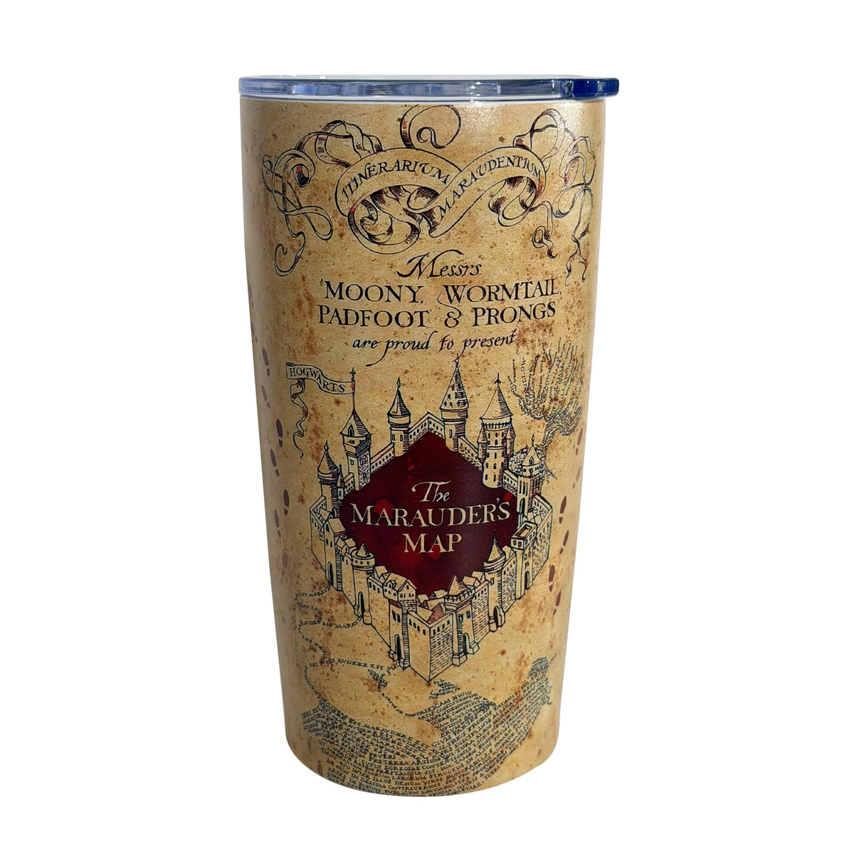 Annshein Wizard Map Tumbler lid in a close up for spill free travel