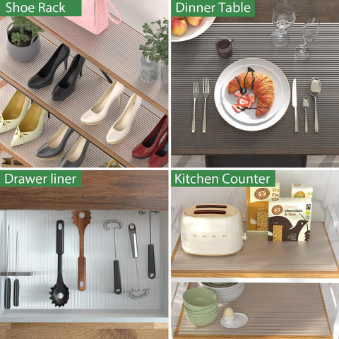 Anoak liner in a kitchen drawer aiding organization and storage