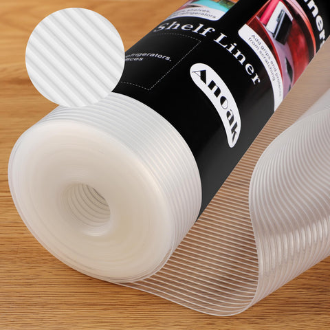 Anoak shelf liner with non-slip stripe design keeps glassware in place