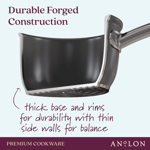 Anolon Accolade exterior resists stains for quicker cleanup.