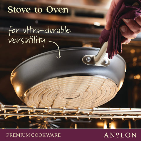 Anolon Accolade flush rivets for smooth, easy-clean surface.