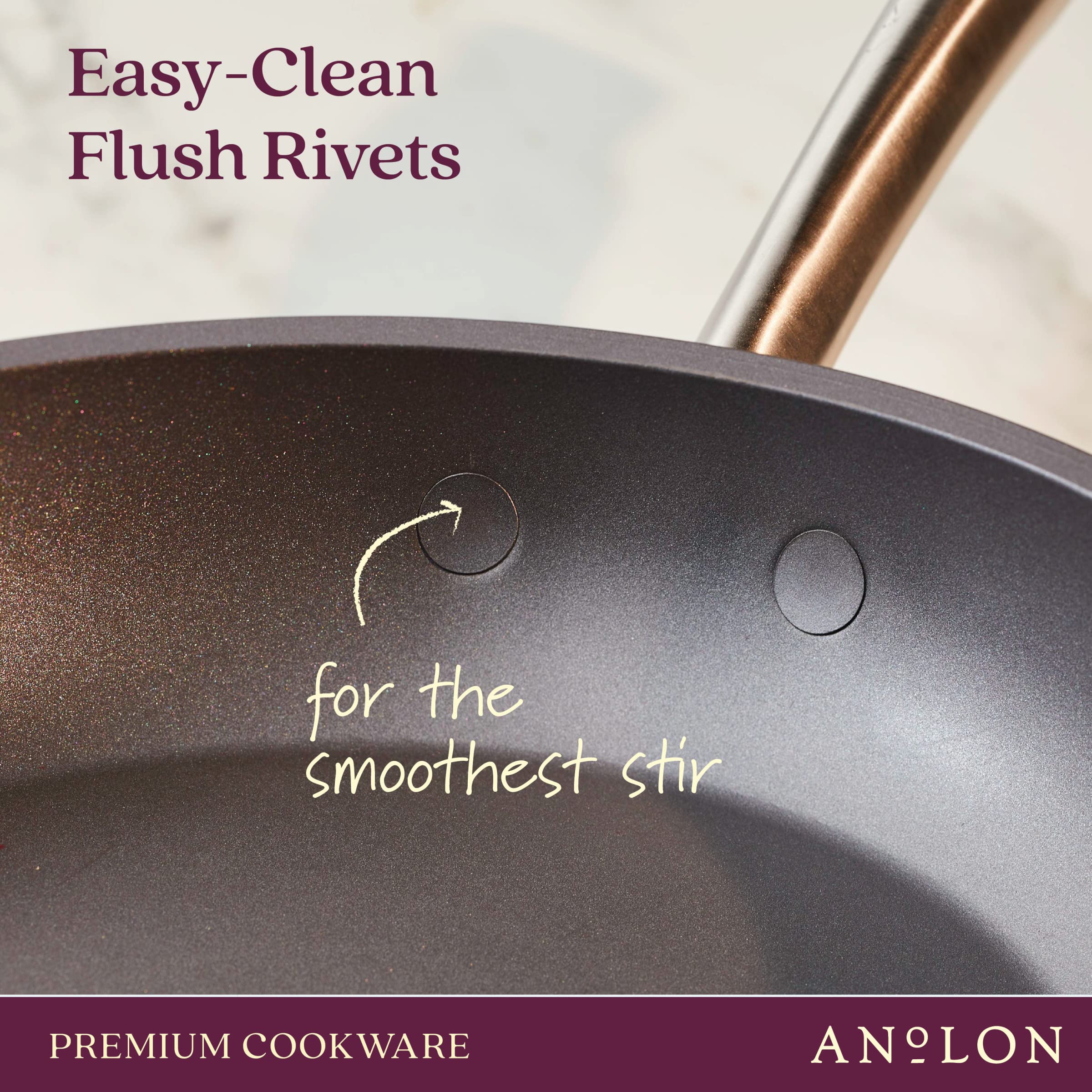 Anolon Accolade oven-safe up to 500°F for stove-to-oven meals.
