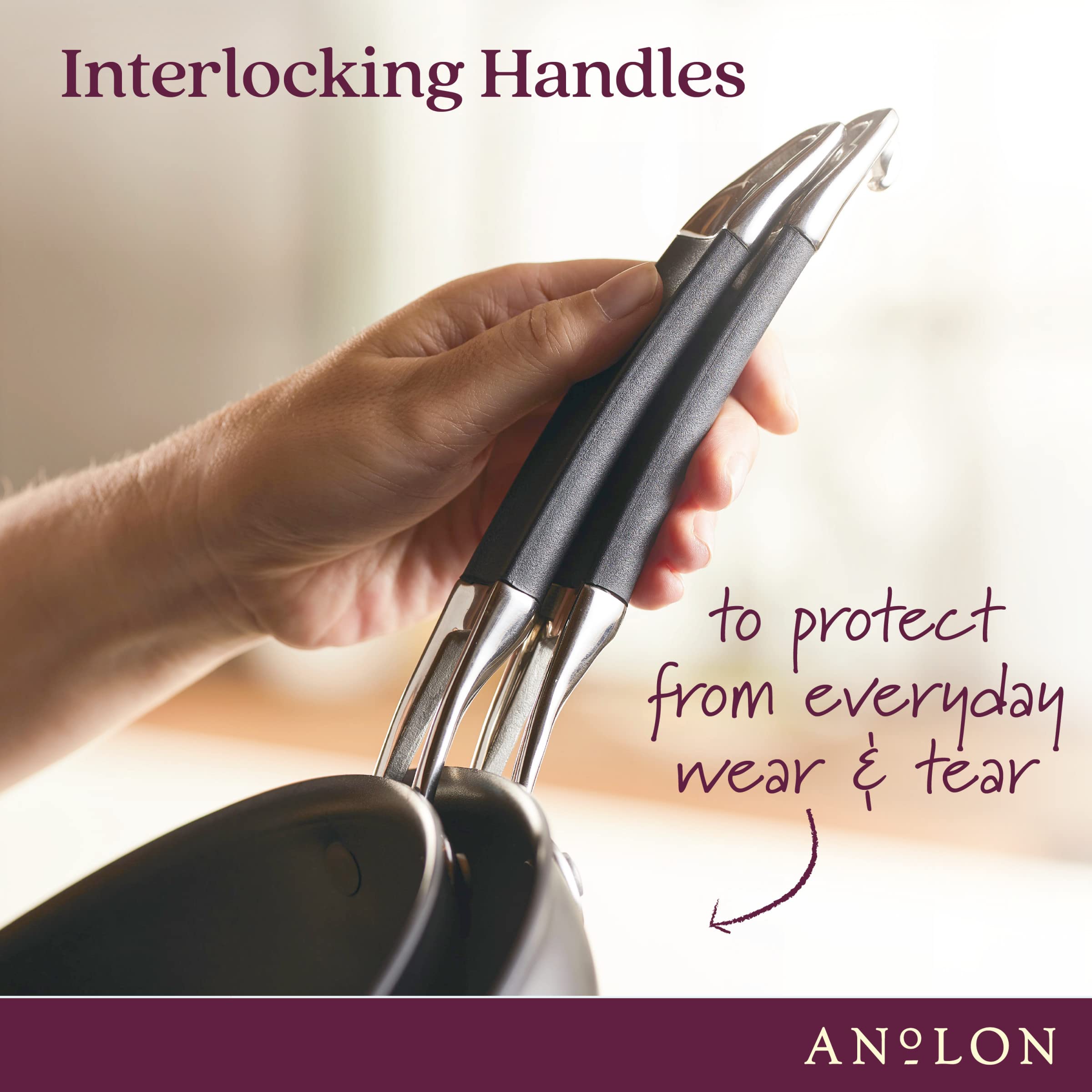 Anolon SmartStack is oven-safe up to 400°F for versatile cooking.