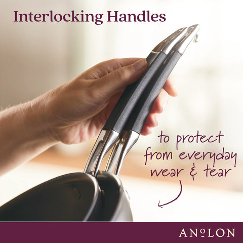 Anolon SmartStack is oven-safe up to 400°F for versatile cooking.
