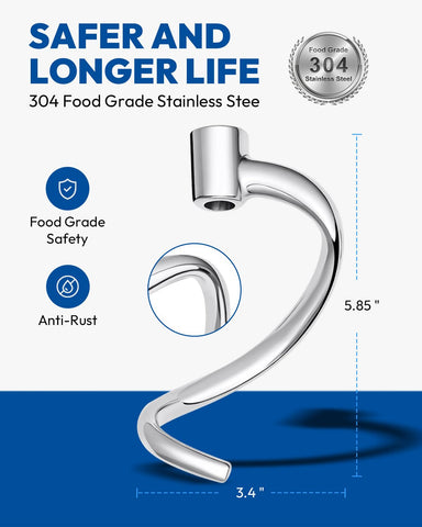 ANONEMOTO hook fits 4.5-5qt tilt-head mixers for versatile kneading