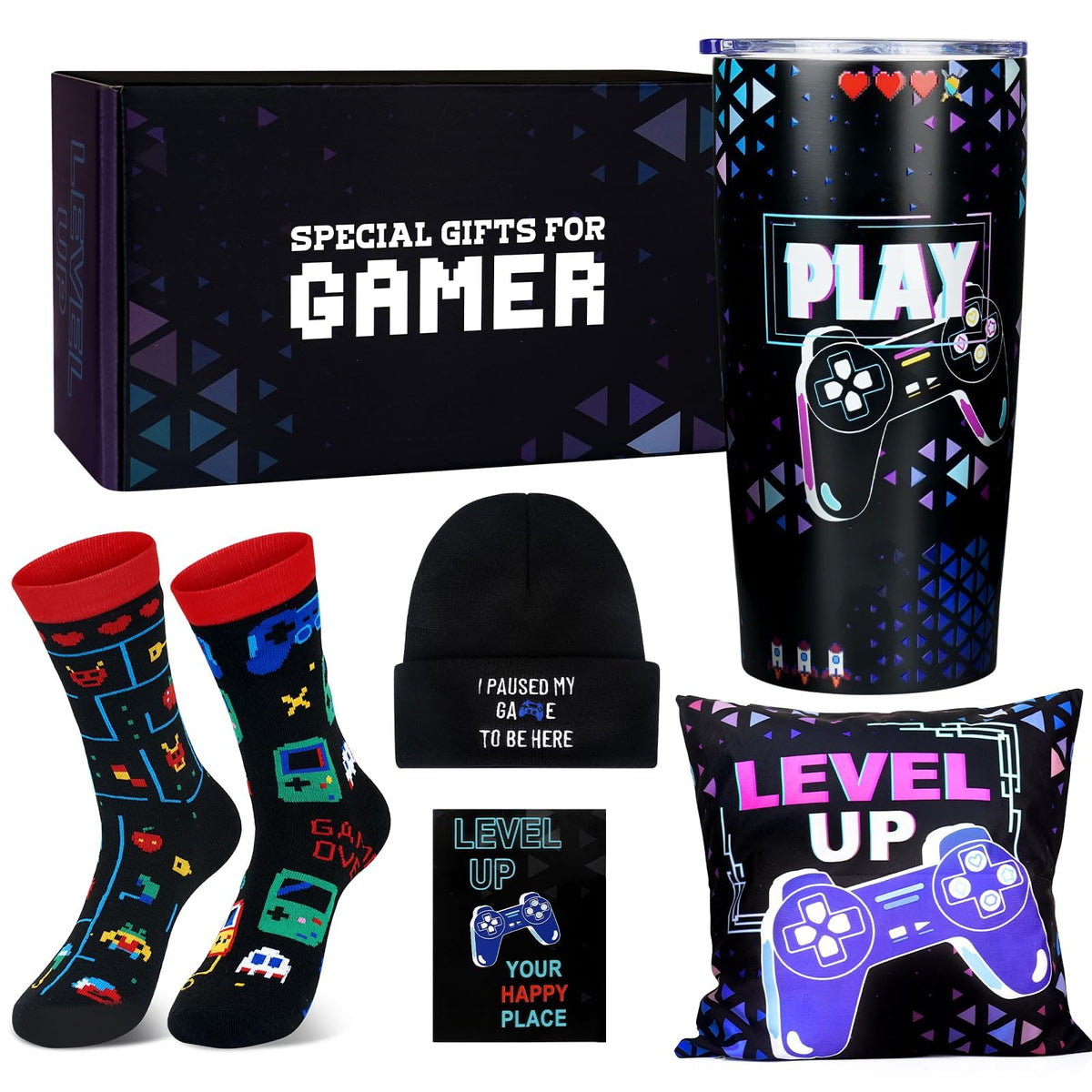 ANOTION 20oz tumbler with gamer design keeps drinks hot or cold during long sessions