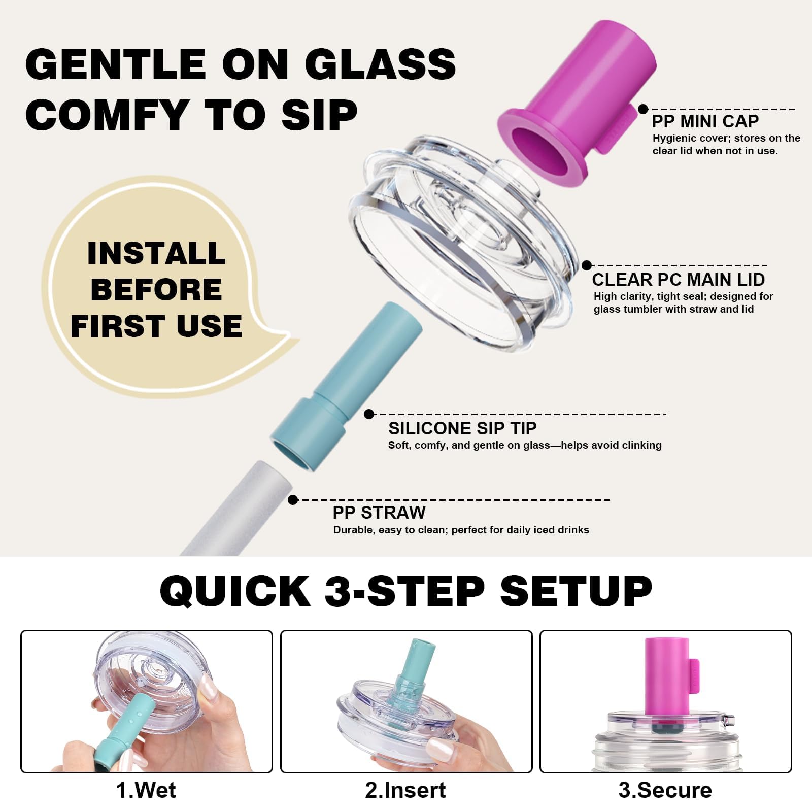 ANOTION silicone-straw promotes clean, lip-safe sipping on the go.