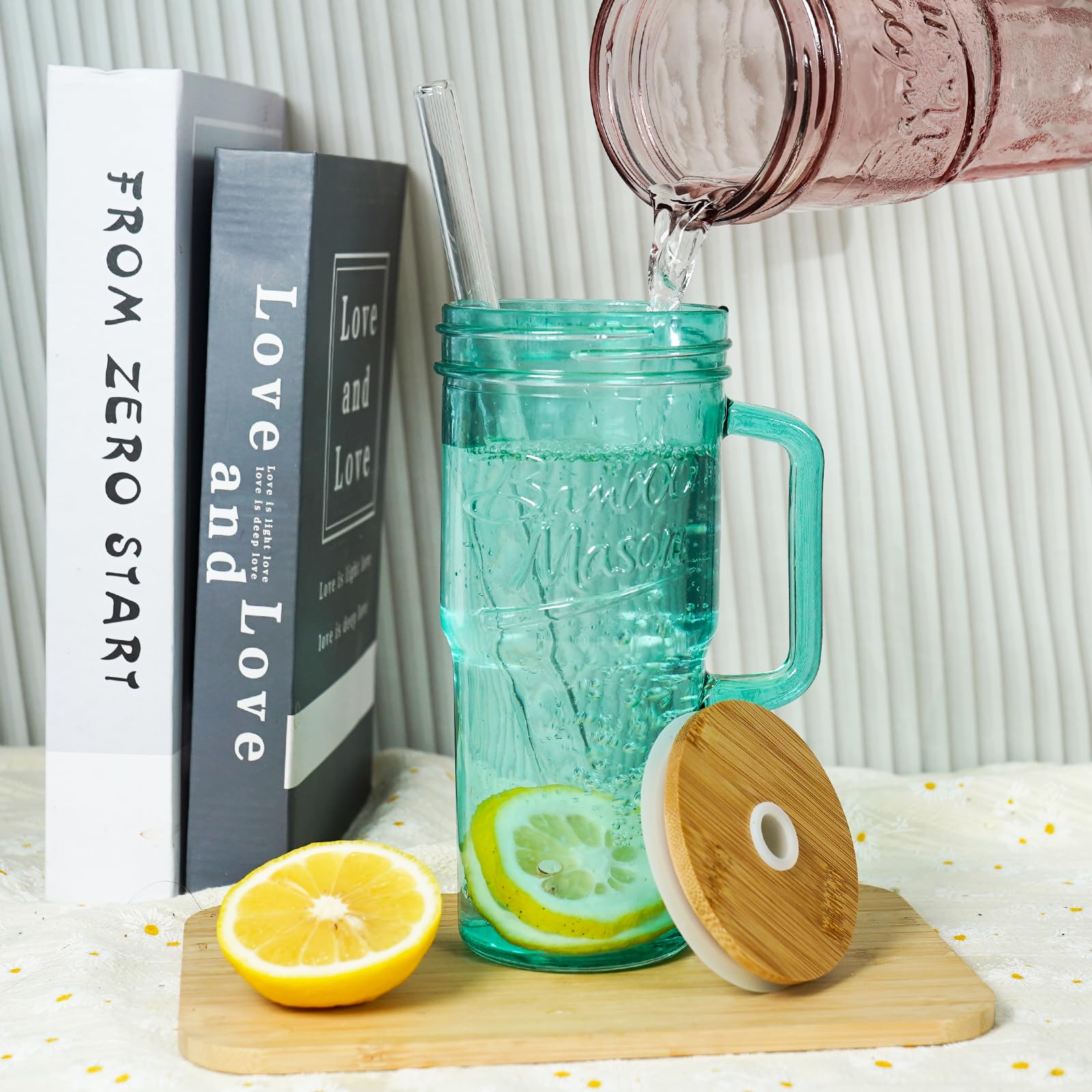 ANOTION durable clear glass cups suitable for coffee, tea and cold drinks