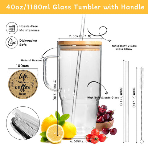 ANOTION glass cup with handle, ideal for on-the-go hydration