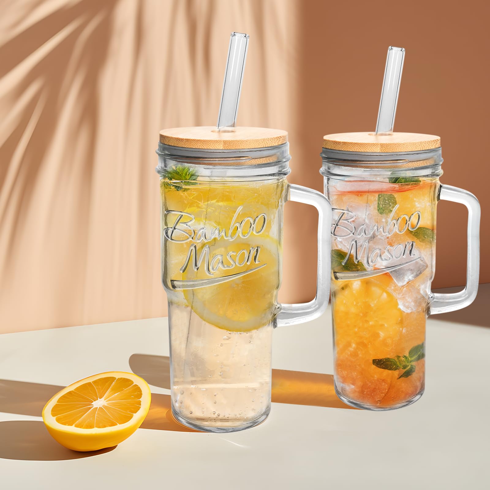 ANOTION glass straws with brush for easy cleaning and reuse.