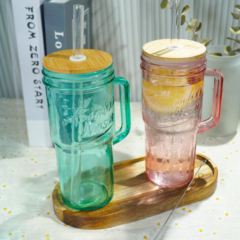 ANOTION travel-friendly glass cups with lids for secure on-the-go sipping