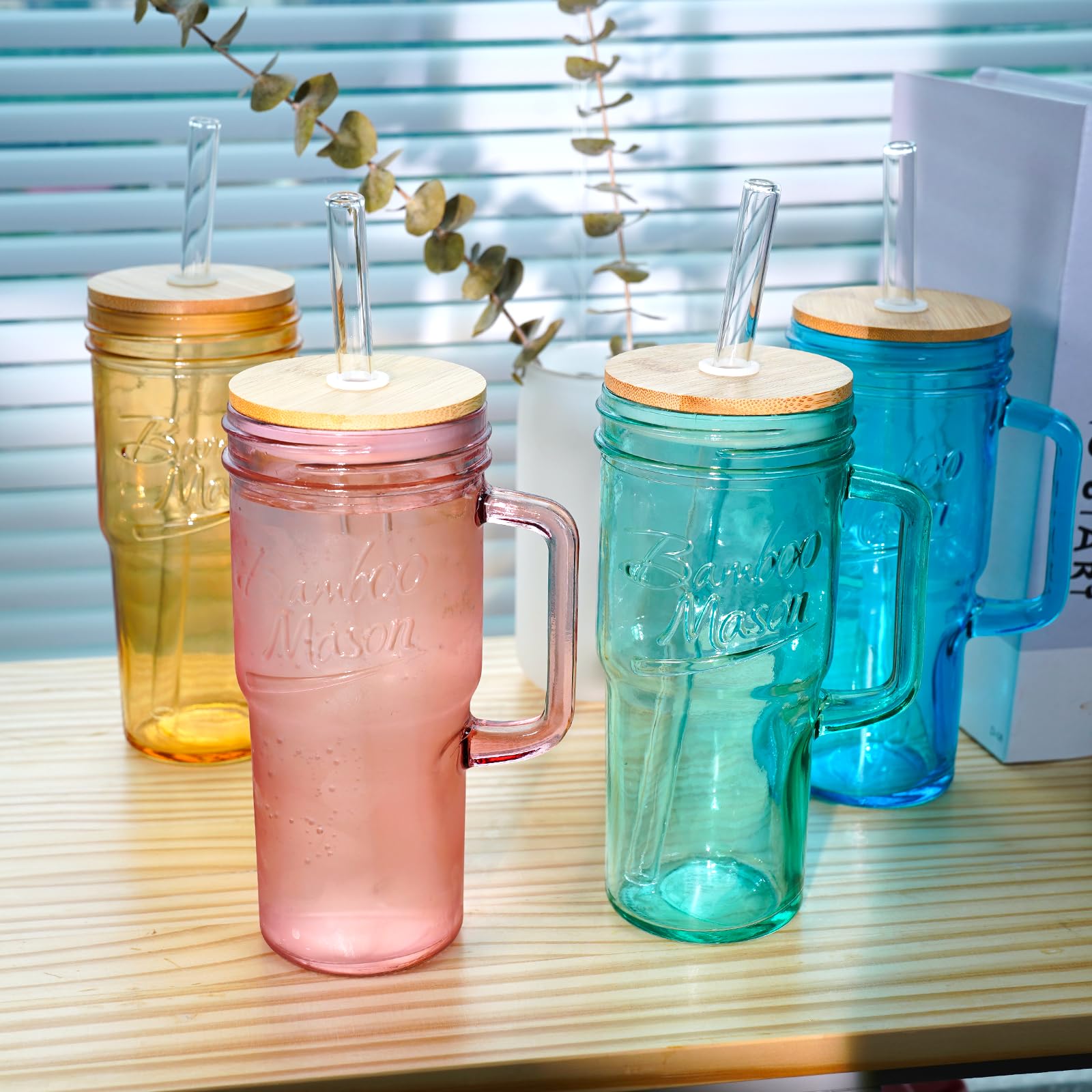 ANOTION unique jar body design glass cups with modern look and grip