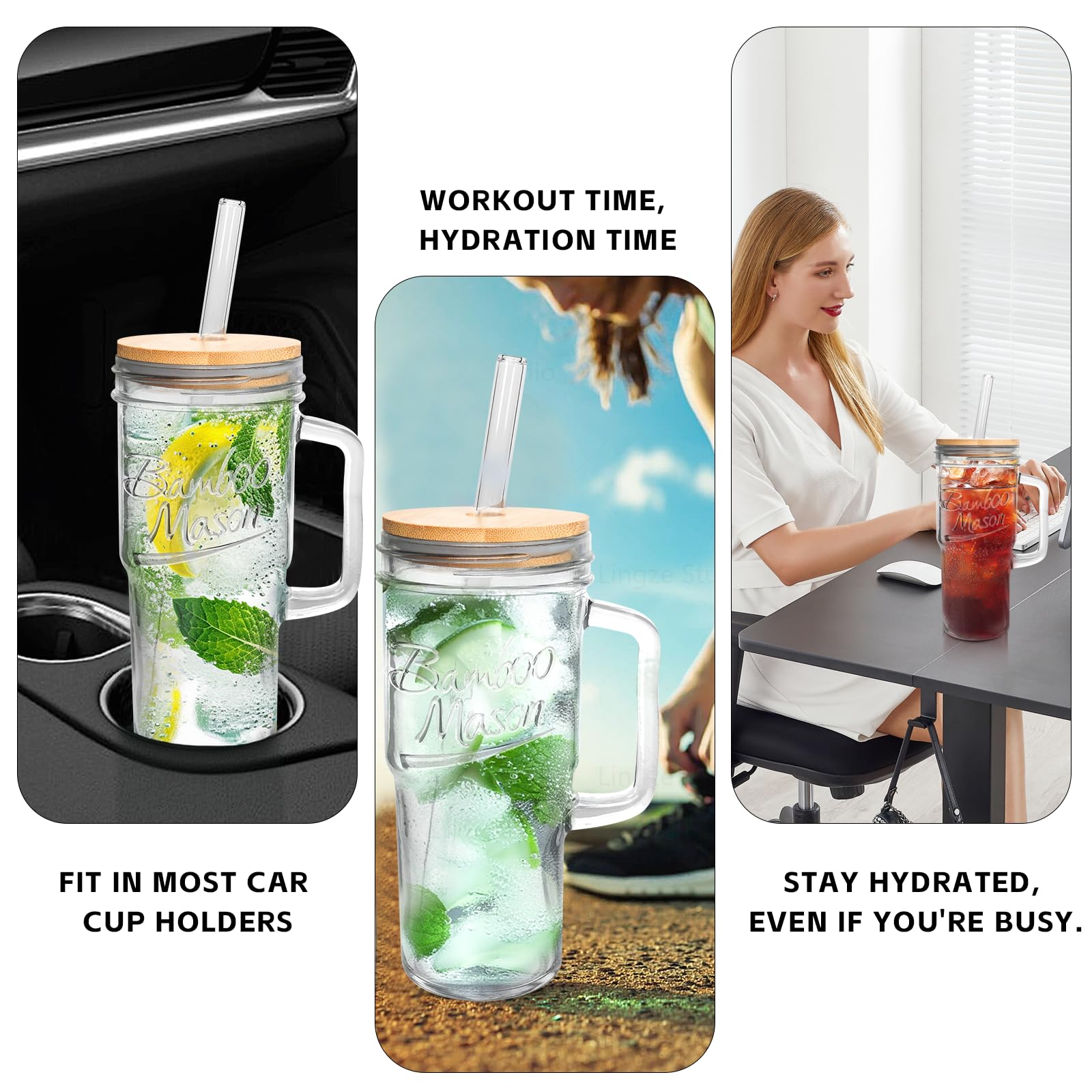 ANOTION wide-mouth glass mugs perfect for iced coffee and smoothies.