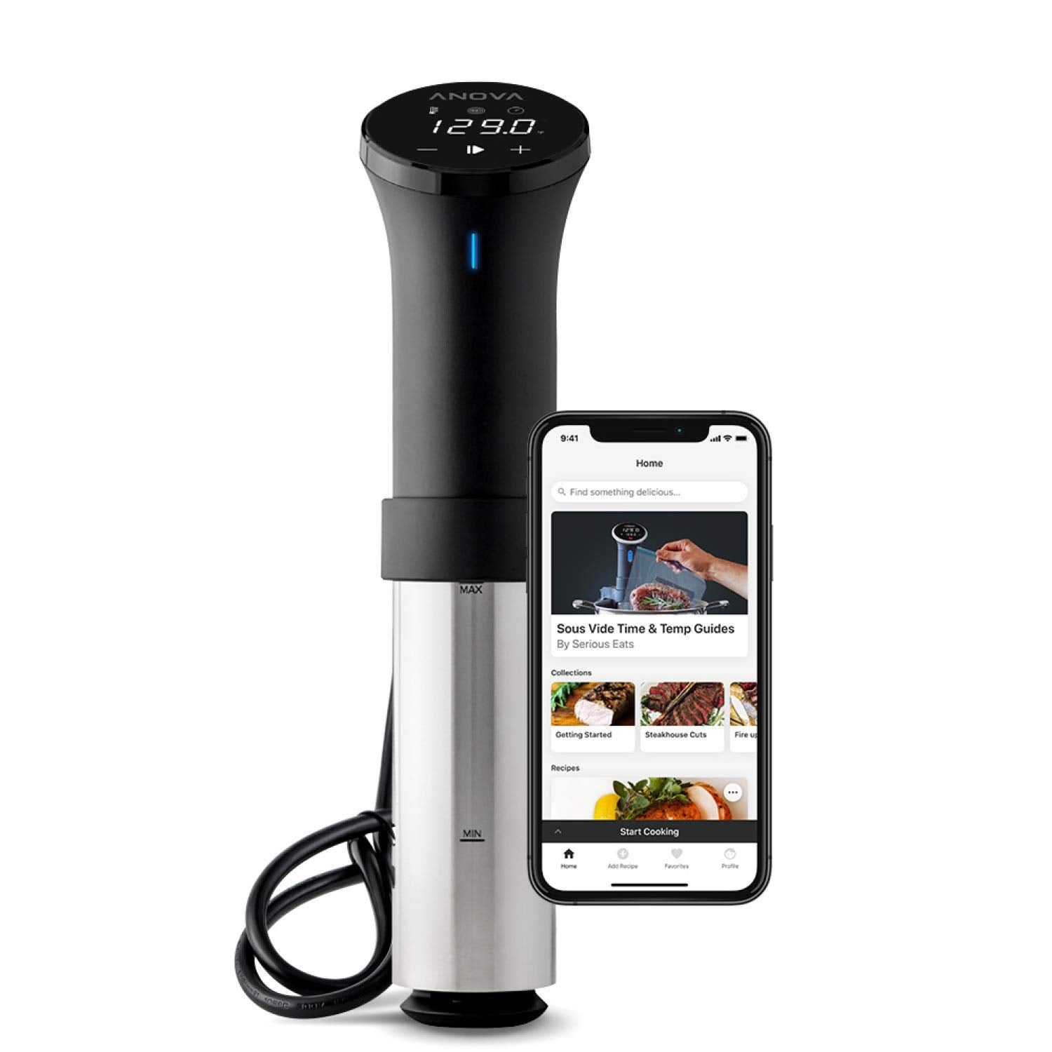 Anova Culinary Sous Vide 2.0 WiFi front view with effortless pot mounting