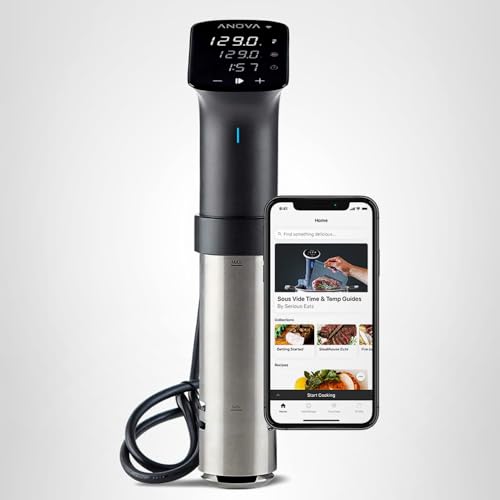 Anova Culinary Pro Cooker app screenshot highlights recipe library and guidance.