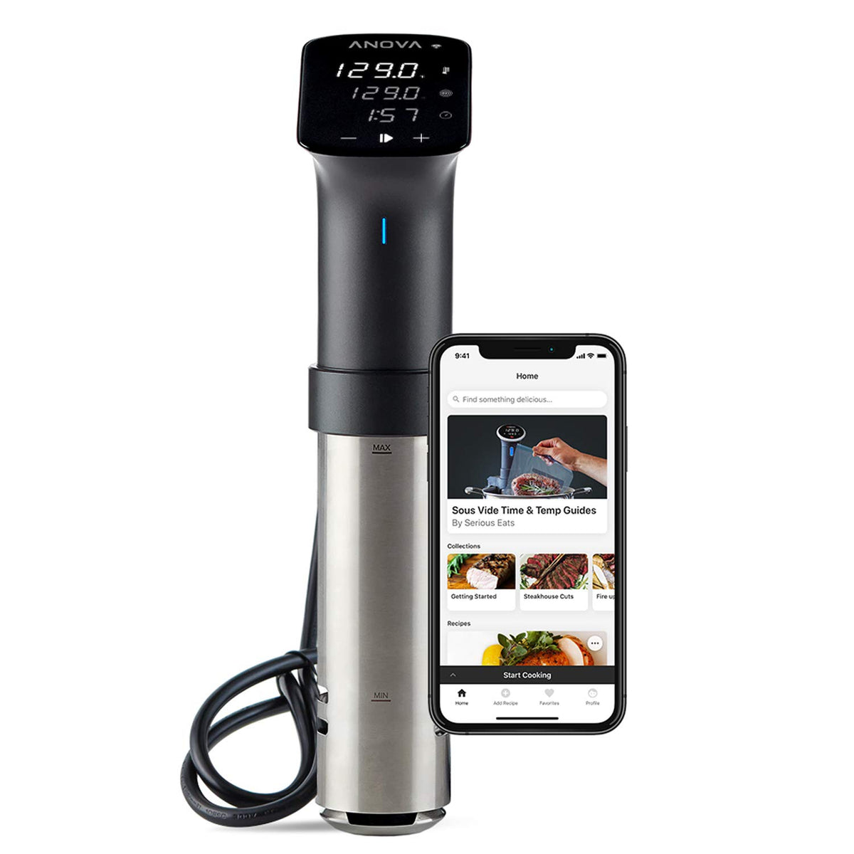Anova Culinary Pro Cooker front view highlights durable stainless steel for reliable home use.
