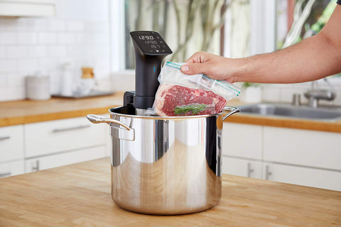 Anova Culinary Pro Cooker side-handling view shows easy setup and transport.