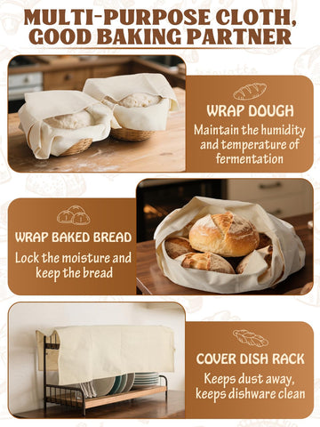 ANPHSIN 28x28-inch towels offer ample space for shaping multiple baguettes.