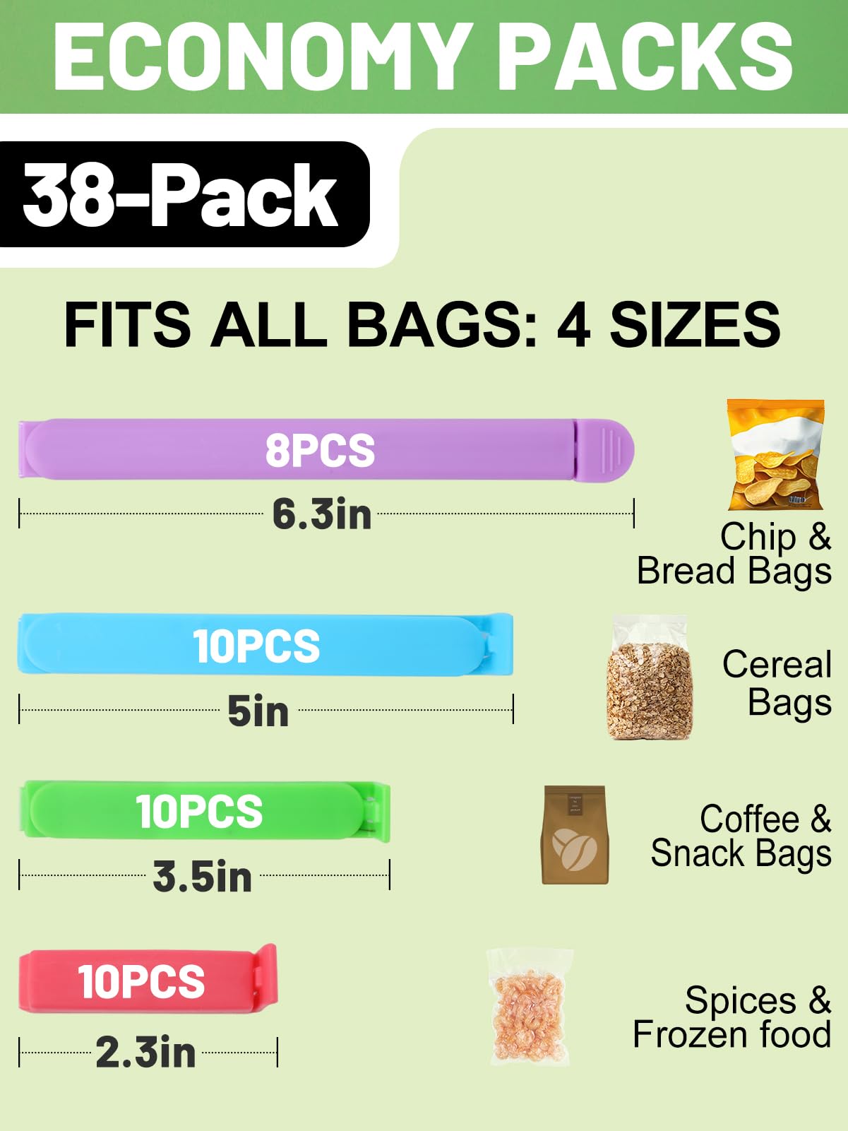 ANPHSIN 38-piece color chip clips in 2.3-inch size clamp spices securely.
