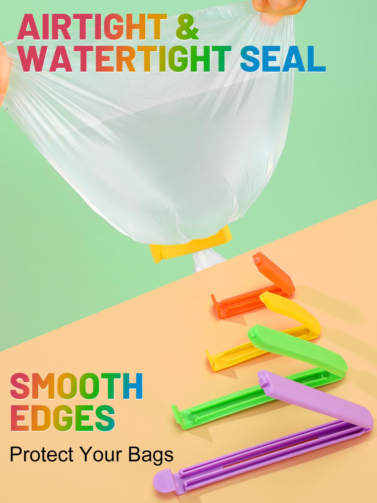 ANPHSIN 38-piece color chip clips simplify kitchen sealing and reduce waste.