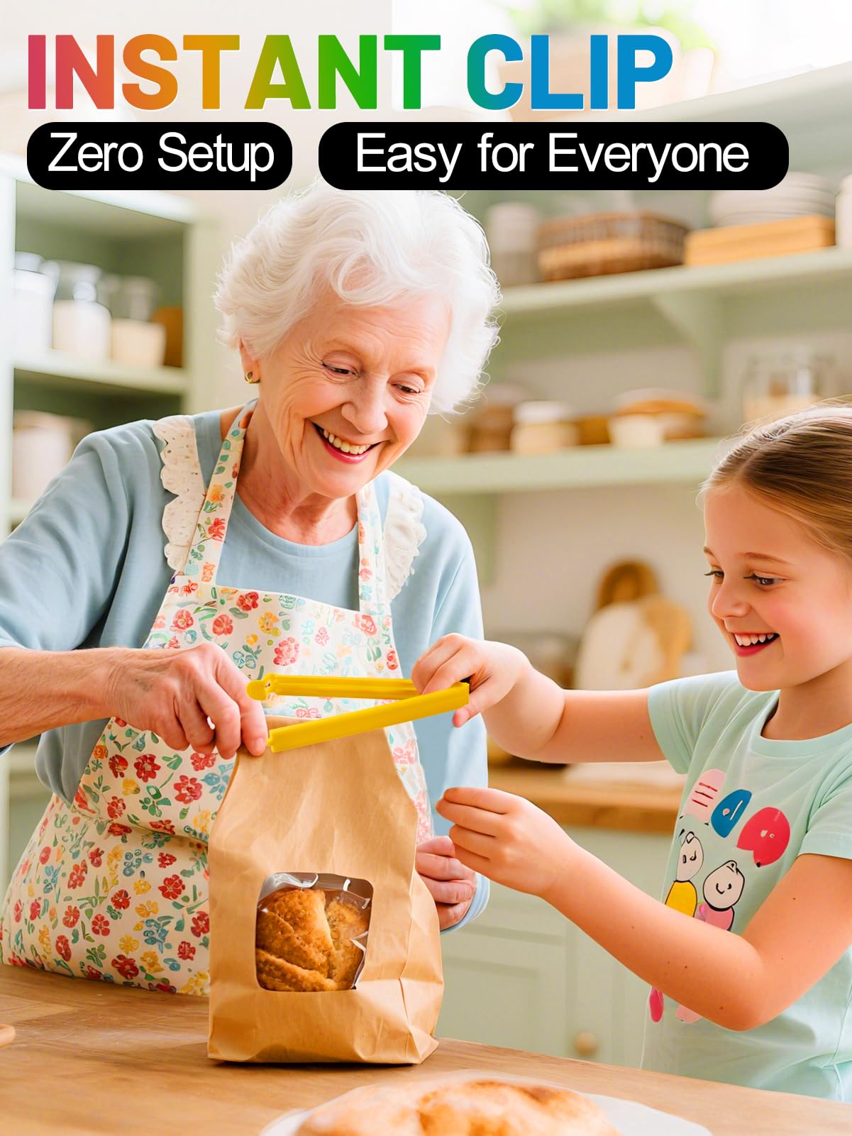 ANPHSIN 38-piece color chip clips brighten pantry organization and easy bag resealing.