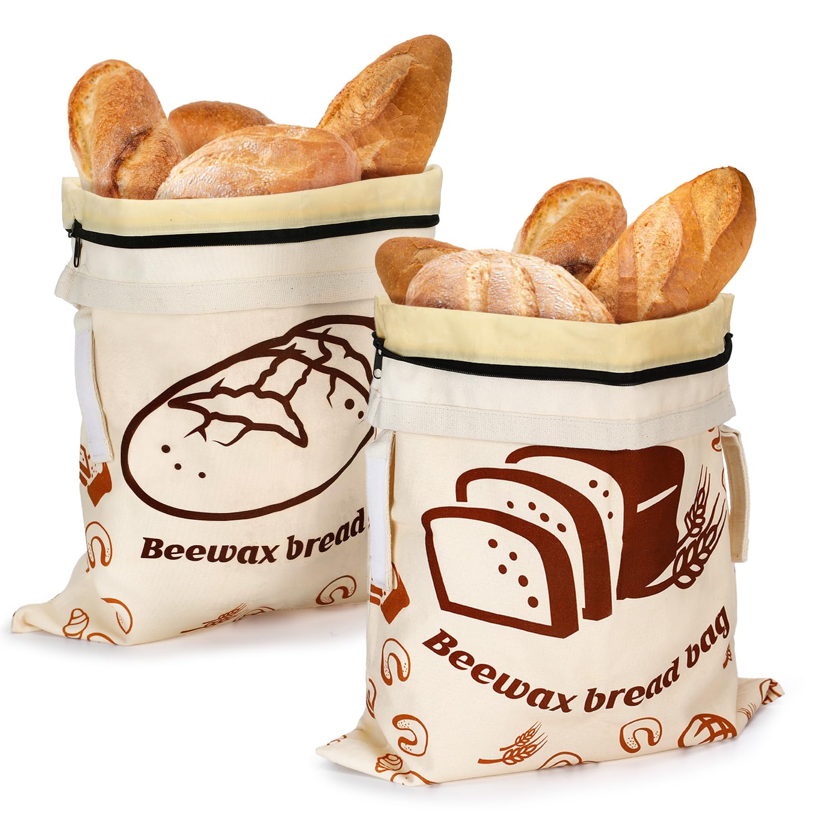 ANPHSIN beeswax bread bag loaf pattern preserves freshness with breathable storage.