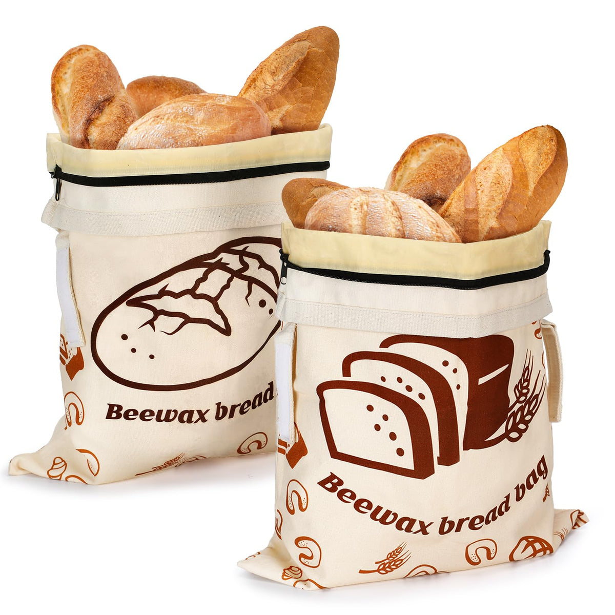 ANPHSIN beeswax bread bag loaf pattern preserves freshness with breathable storage.