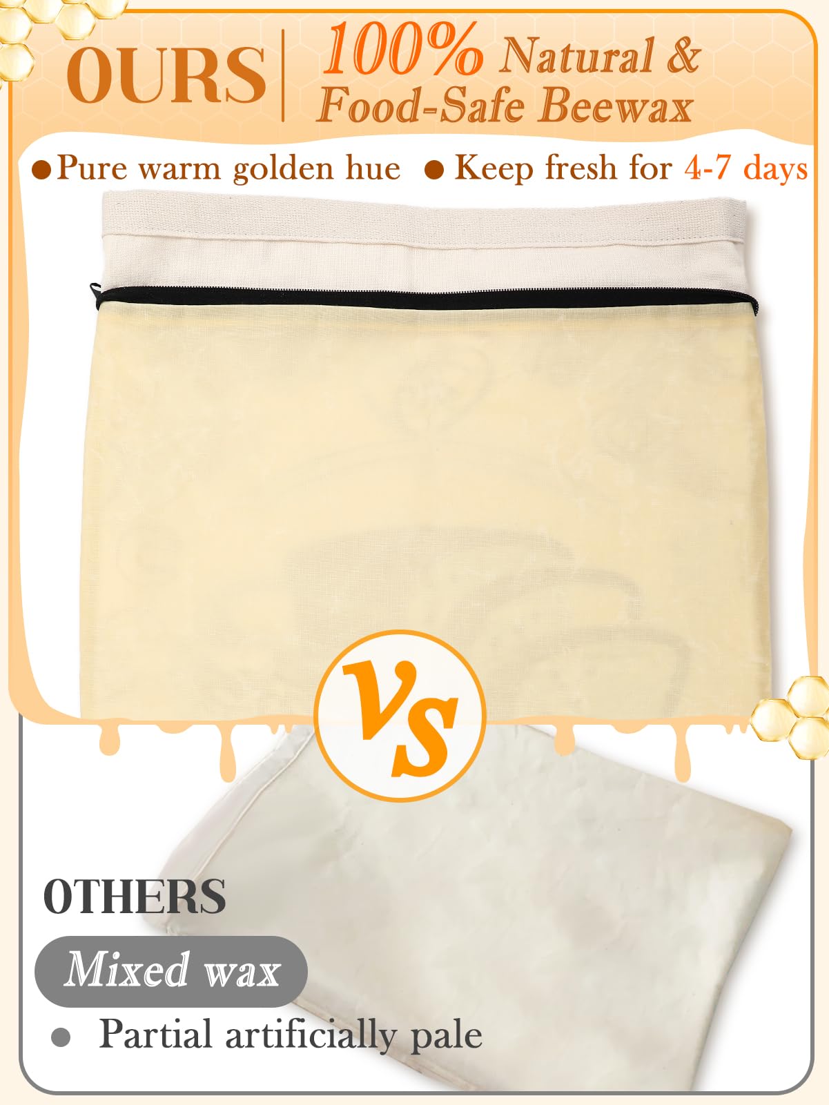ANPHSIN beeswax bread bag sliced pattern keeps sliced bread soft.