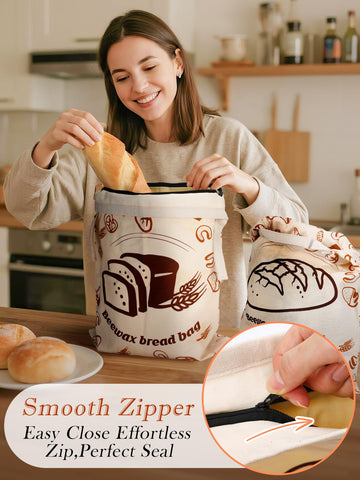ANPHSIN bread bag double-seal zipper demonstrates secure storage.
