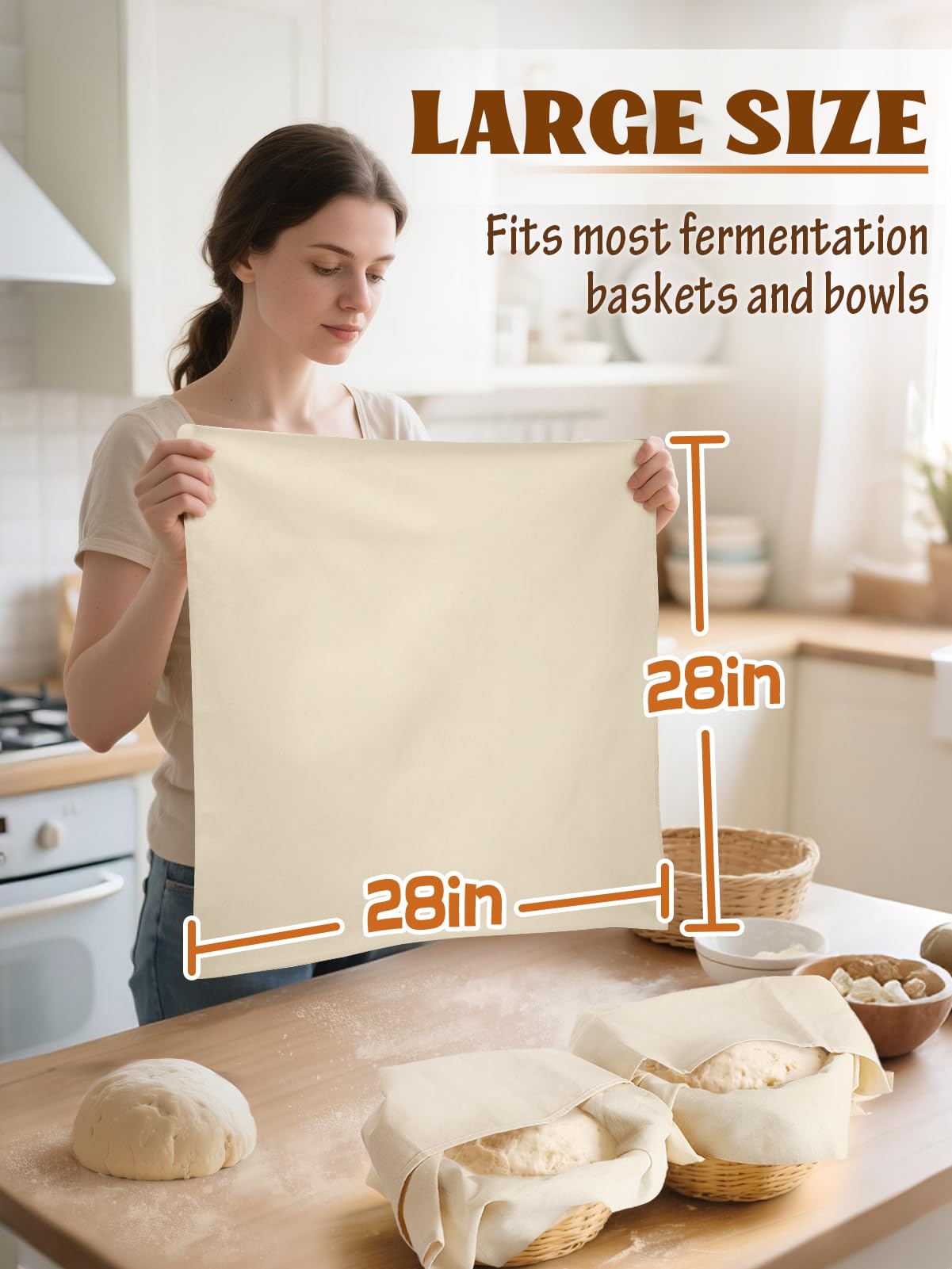 ANPHSIN reusable, earth-friendly towels replace plastic wrap for bread proofing.