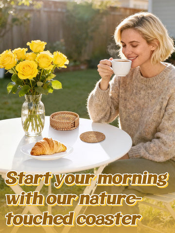 ANPHSIN gift-ready coaster set enhances natural home accents.