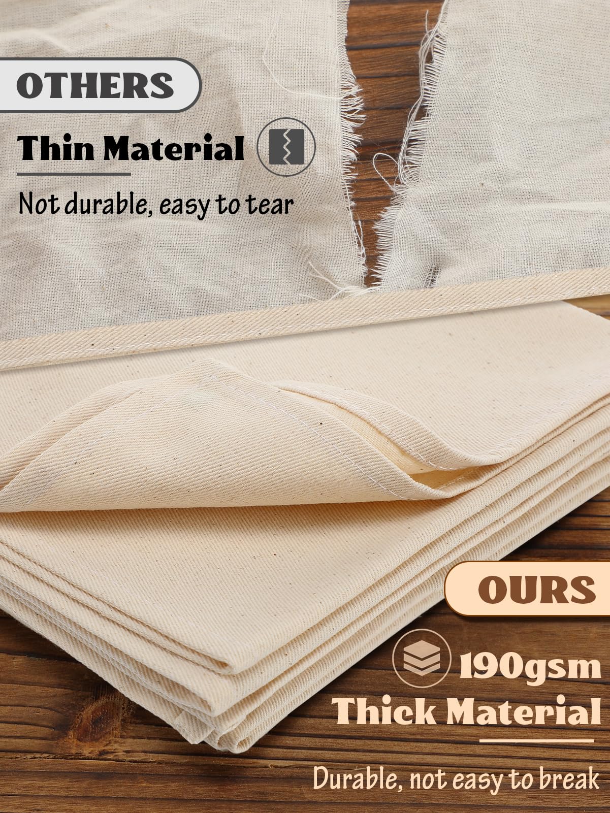 ANPHSIN unbleached cotton fabric closeup highlights natural material and lint-free performance.