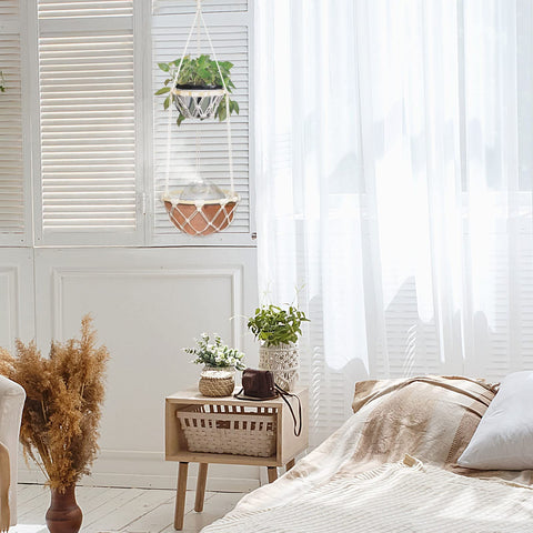 ANROYE bathroom tissue organizer in macrame basket