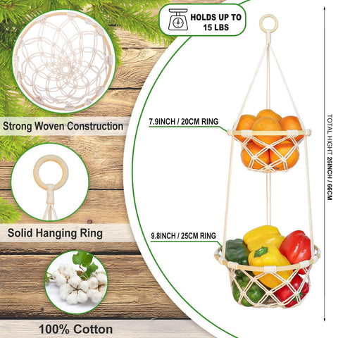 ANROYE macrame kitchen storage hanging adds boho storage space