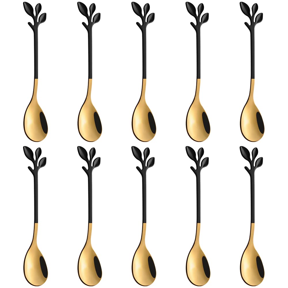 AnSaw Elegant Leaf coffee spoon set for refined demitasse stirring and dessert tasting.