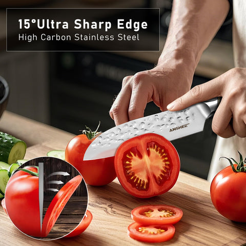 Anshee ergonomic pakkawood handle delivers comfortable grip.