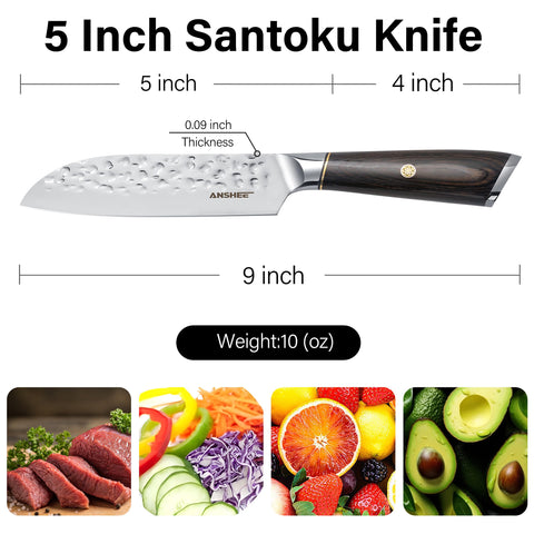Anshee hammered texture blade reduces sticking during prep.