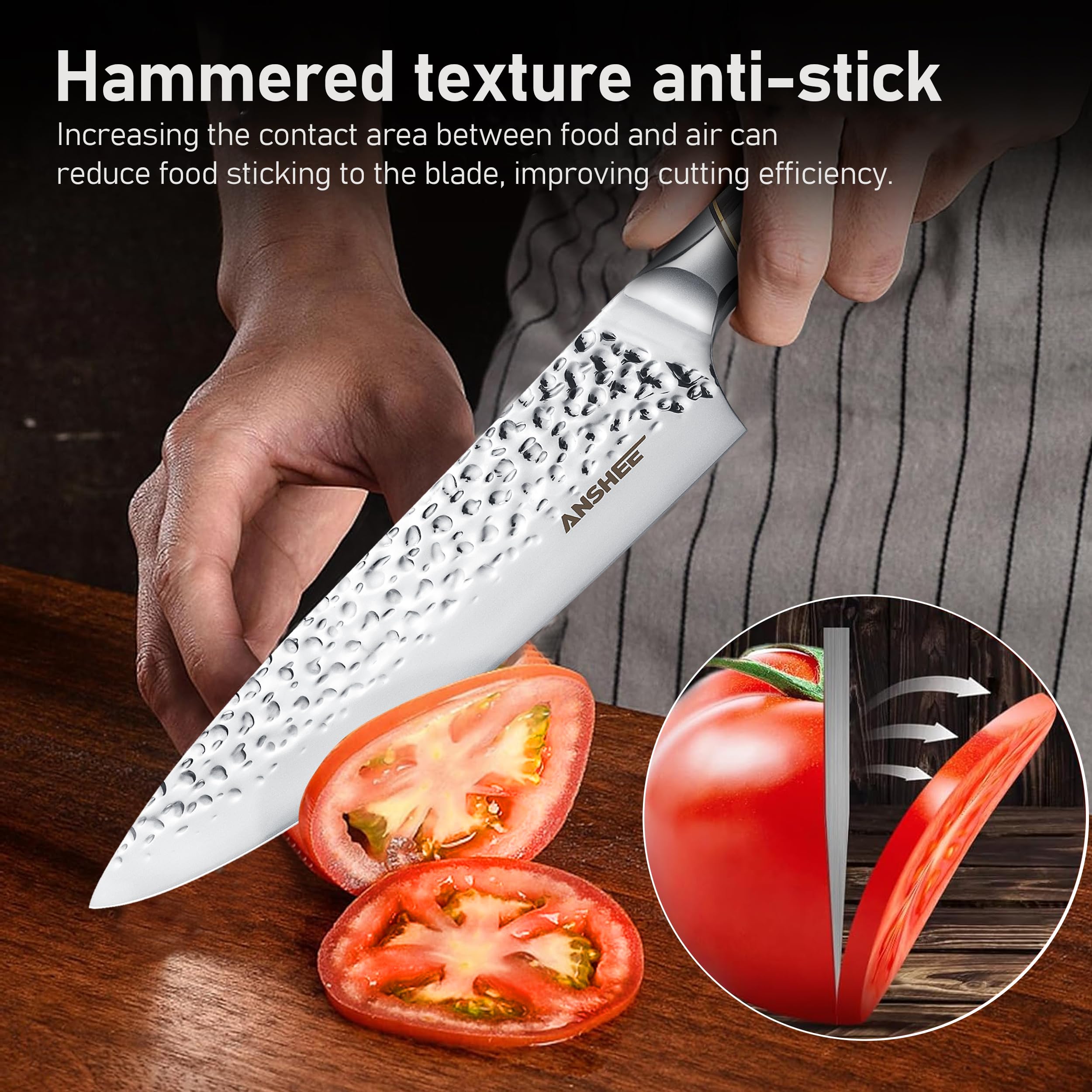 Anshee high-carbon core with rust-resistant stainless cladding.